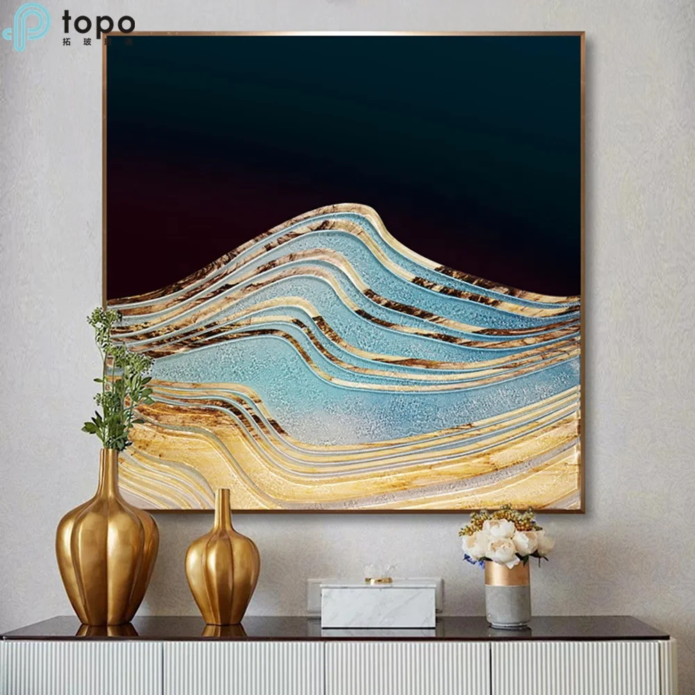 H600mm*600mm 3D Modern Fashion Abstract Decorative Glass Painting for Home Decor (MR-YB6-2036)