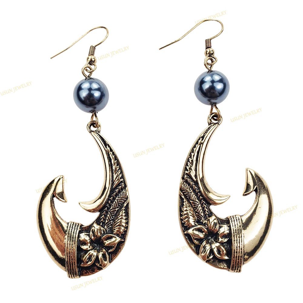 
Hot selling hawaiian tribe 14k gold plated pearl earring plumeria flower hooks enamel jewelry earrings for women FAST DELIVERY 