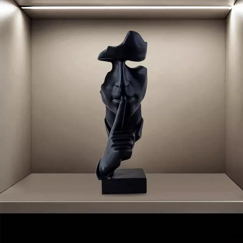 Modern Room Decor Resin Crafts Abstract Silence Is Gold Sculpture Decoration for Living Room