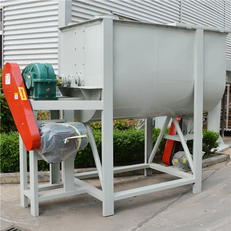 Multipurpose horizontal feed mixer double screw belt organic fertilizer mixing equipment animal feed powder mixer machine