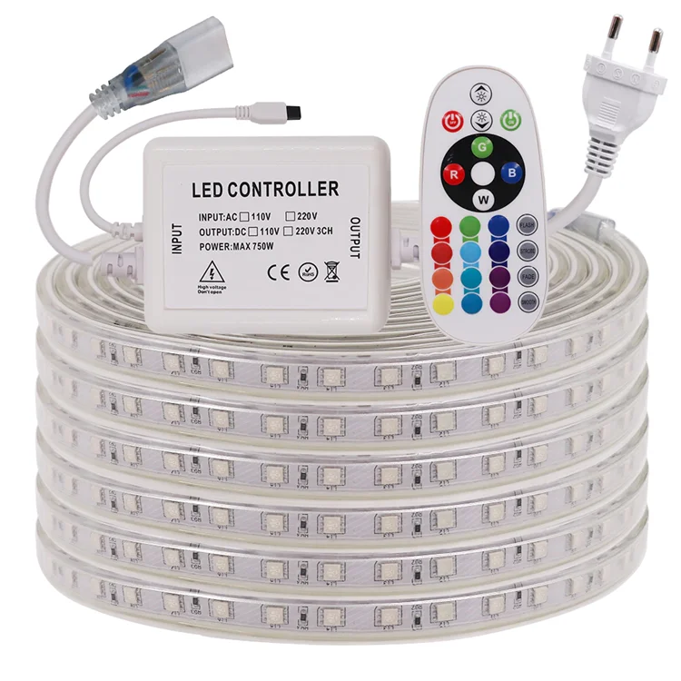 ac110v 220v led strip light ip67 waterproof RGB Color changing
