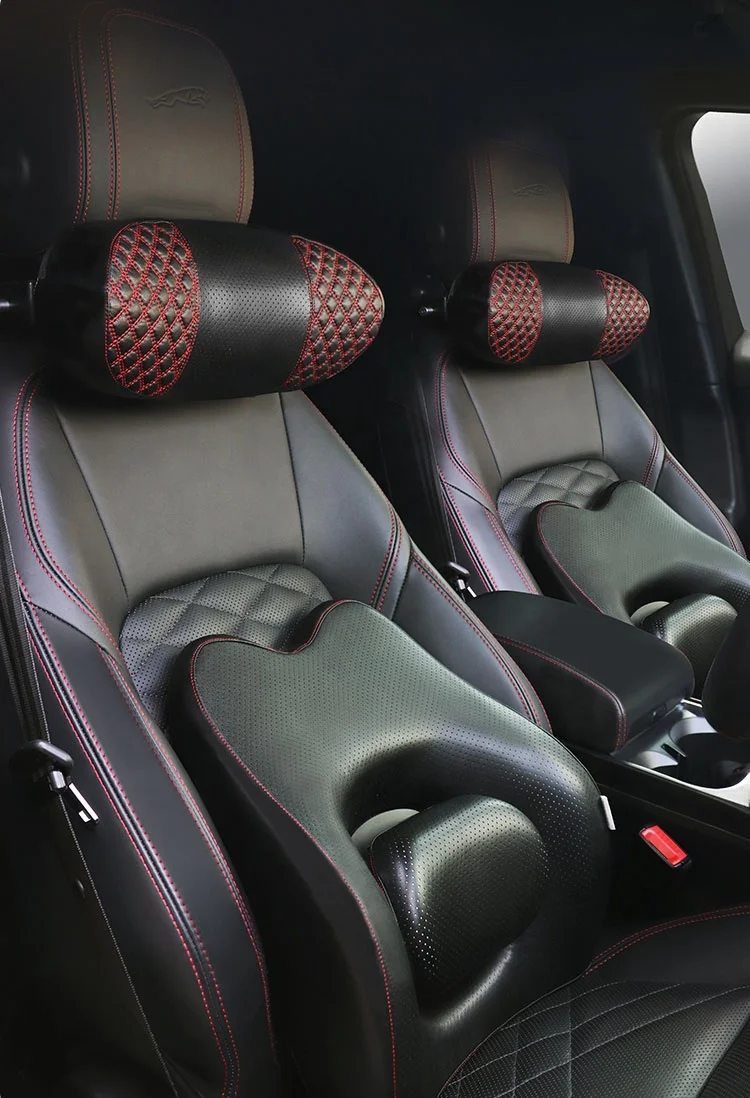 PU Leather Height Adjustable Driver Seat Lumber Sciatica Memory Foam Wedge Pillow Lumbar Back Support Cushion For Office Chair