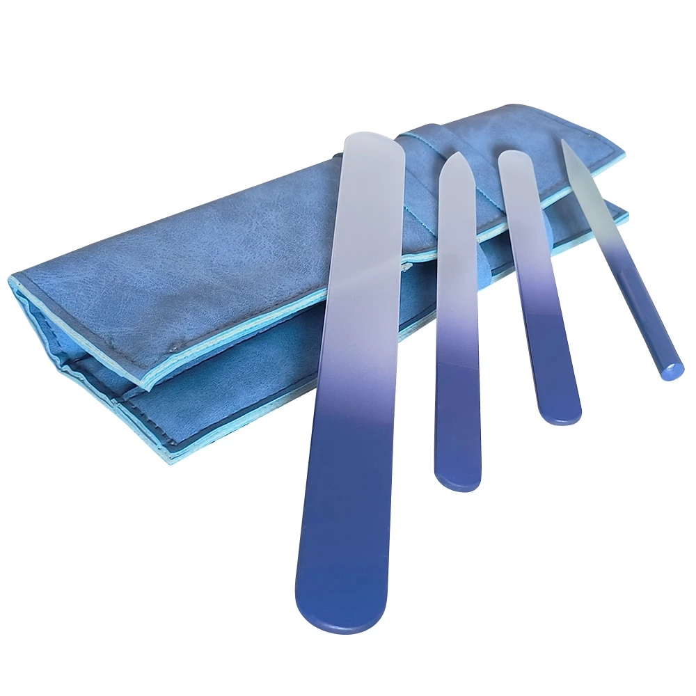 German Glass Fingernail File Sets Blue Crystal Nail File with Luxury Case