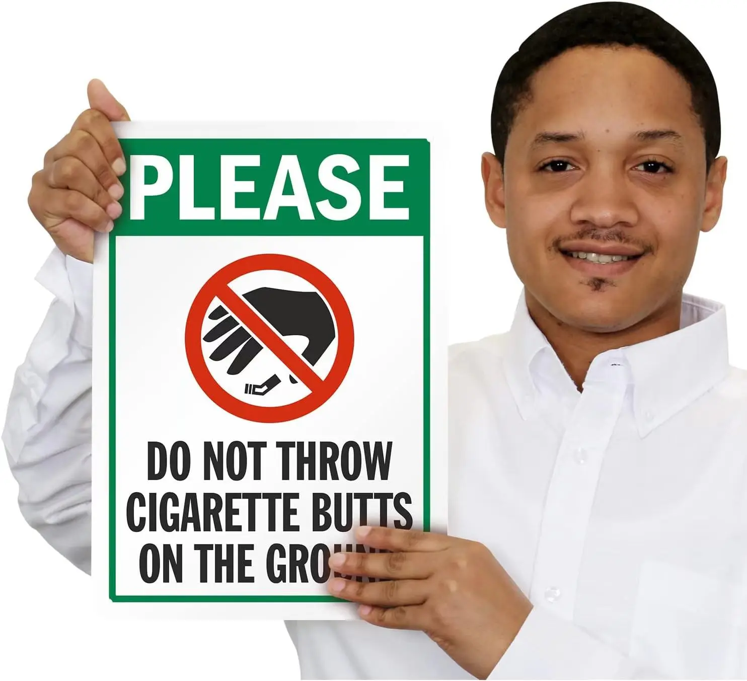 Factory direct customized aluminum durable waterproof do not throw cigarette butts on the ground sign for office outdoor