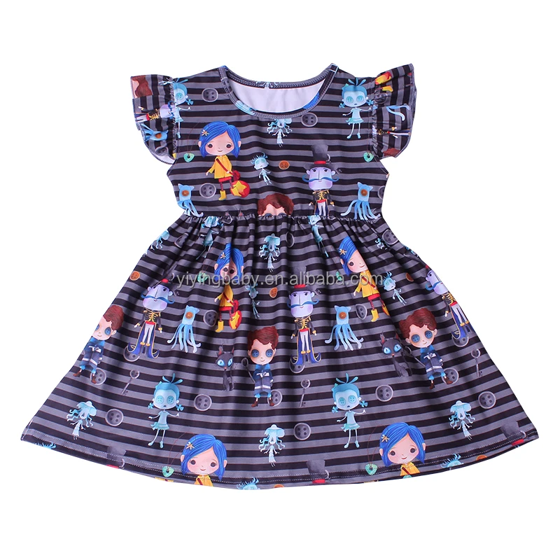 Toddler dress  milk silk dress girls cartoon summer short sleeves smocked dress