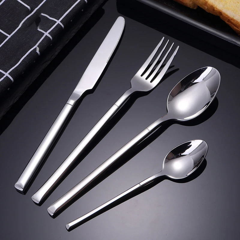 Hongda Silver 18/10 Metal Elegant Knife Spoon Fork Wedding Flatware Stainless Steel Cutlery Set