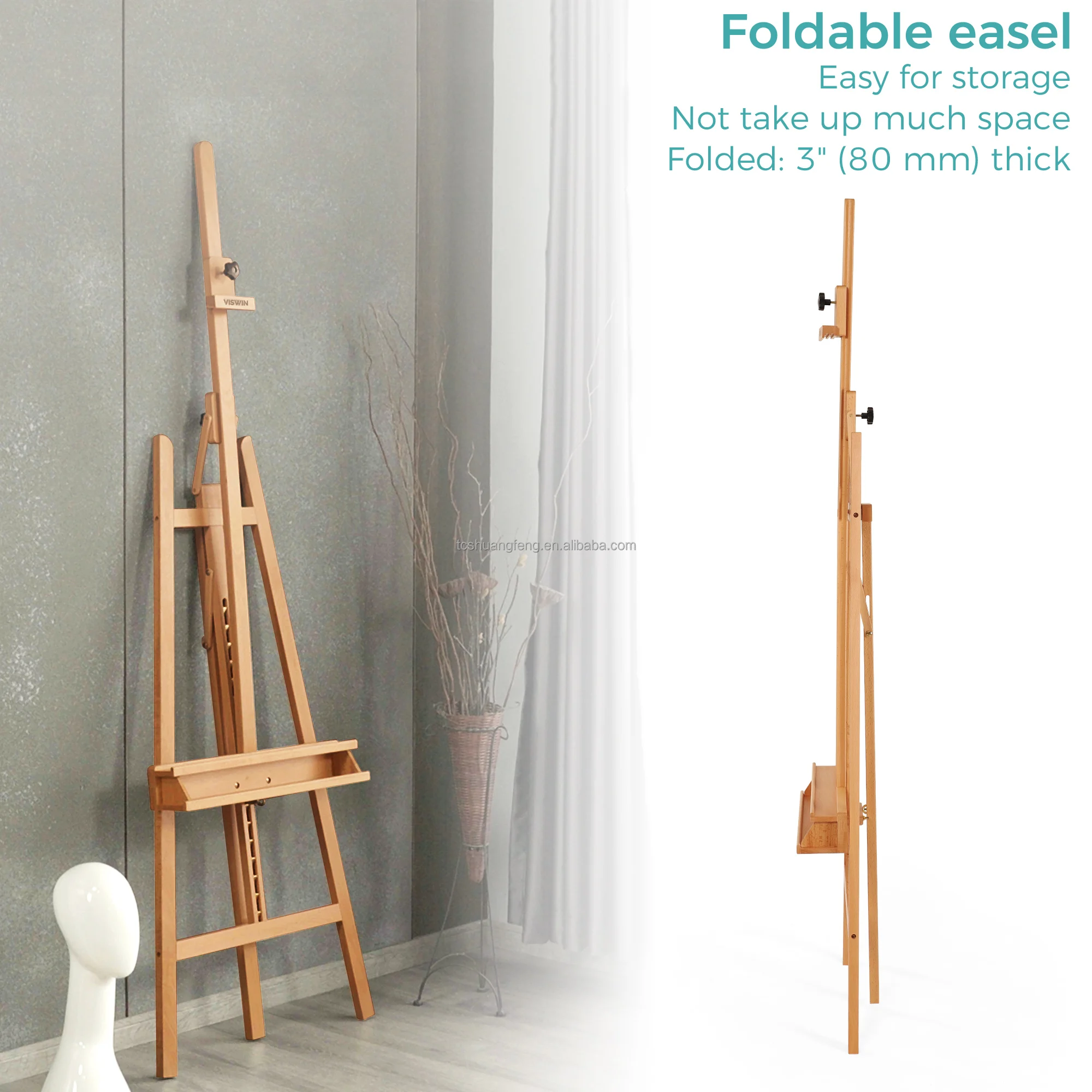 Мольберт для художников большого размера Регулируемый из массива Букового дерева мольберт для художников студийный мольберт для взрослых с держателем для кистей вмещает холст до 48 дюймов