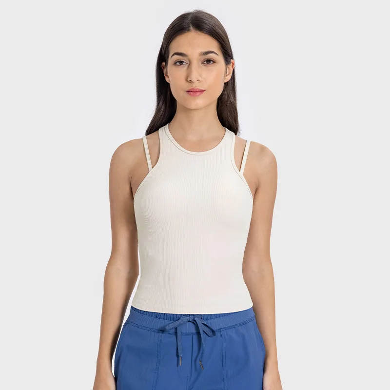 2022 Hot Sale Girls  Women  OEM For Gym Cute Tight Fitness Long FitnessYoga Tank Top Outwear Sports Vest