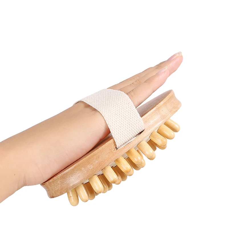 Natural Wood Wooden Hand-held Massage Circulation Body Massager Anti Cellulite Sauna Spa Bath Brush