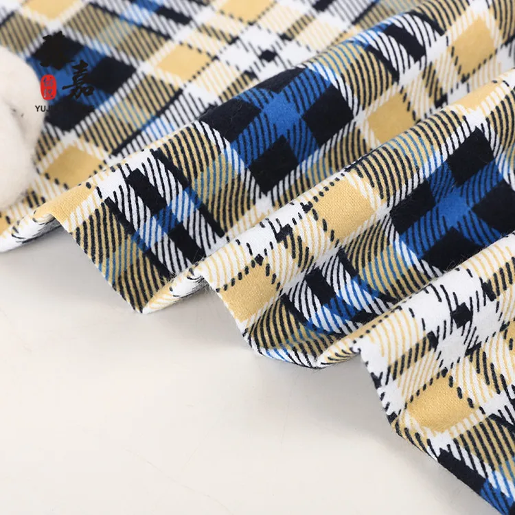 High quality custom 100% cotton yarn dyed melange cotton printed stripe plaid flannel fabric for men shirts