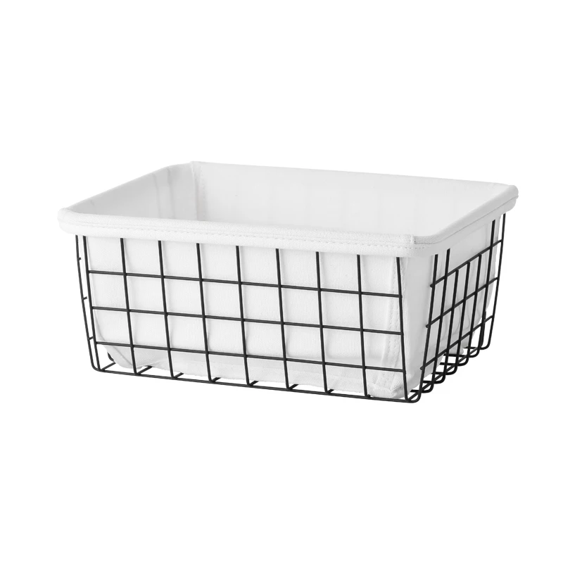 Wire Storaeg Basket Desktop Storage Basket Cheap Price Hot Selling Metal with Lining Cloth Cast Iron 10pcs/ctn New-fashion 10