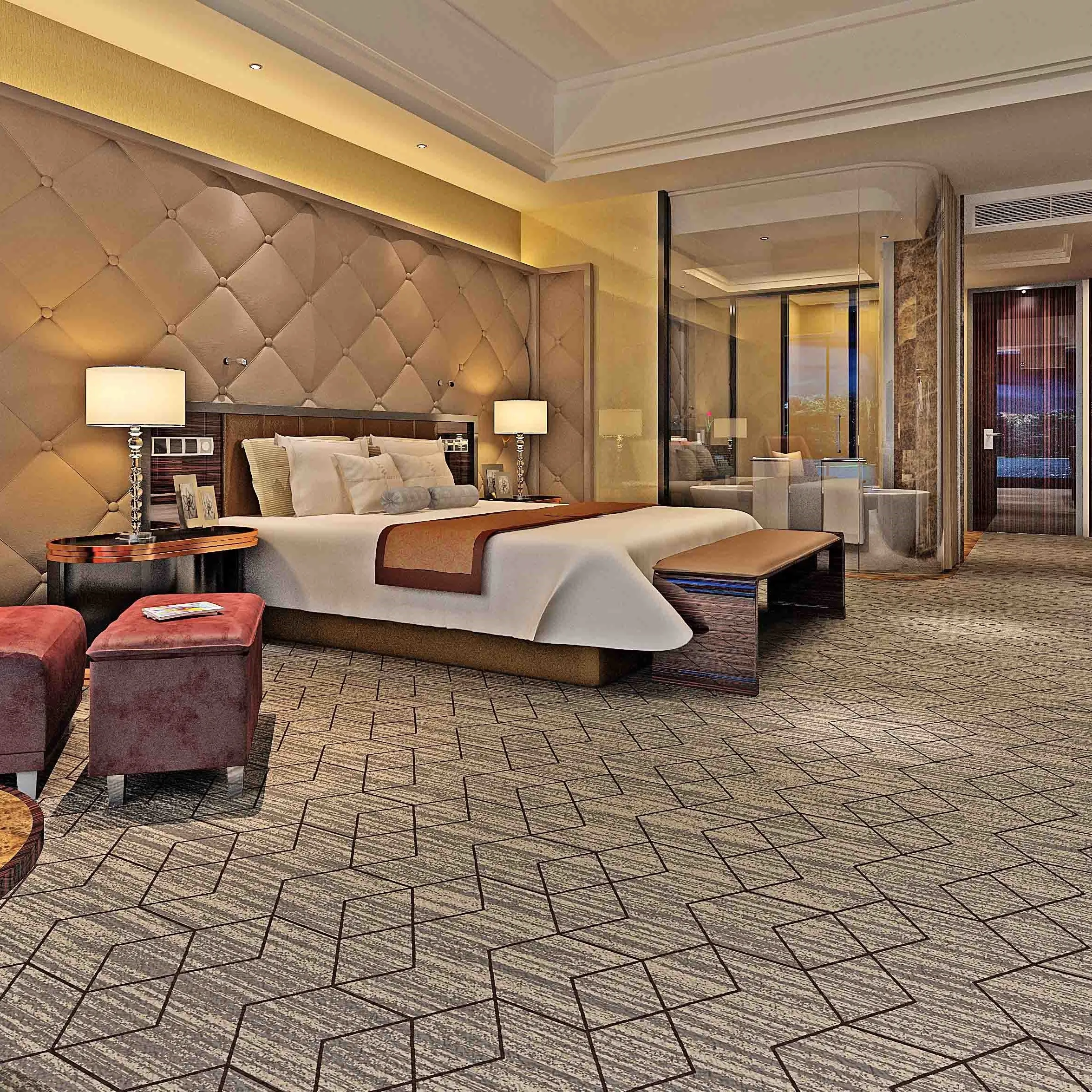 Hotel room printed nylon carpet full carpet striped pattern manufacturers can be customized