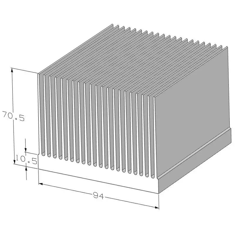 6063T5 aluminum extruded heat sink High fin heatsink profile 94(W)*70(H)mm