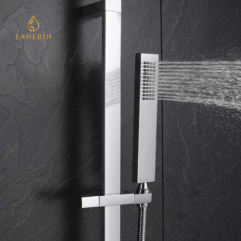 wholesale sanitary ware bathroom bath hand held rain brass shower head faucet sliding bar complete set