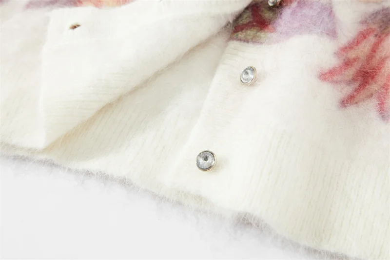 fashion girls custom design knit custom color Cardigan knitwear sweater with flower pattern embellished sweater women