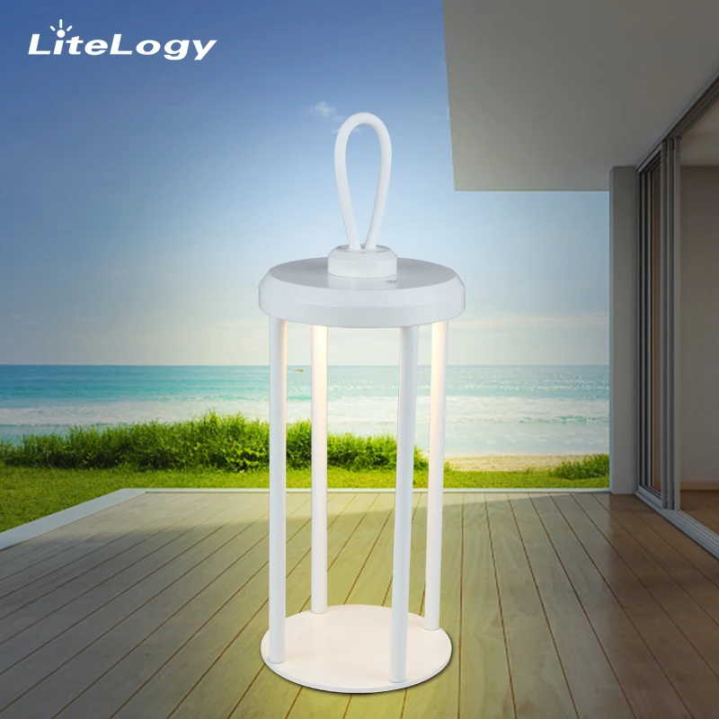 Outdoor wedding decorative hanging rechargeable white metal led candle lantern