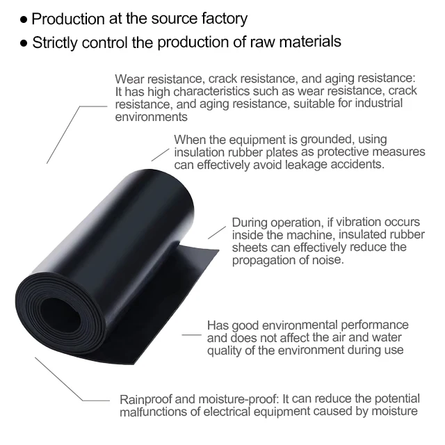 High temperature resistant insulating rubber sheet Thickening and wear resistance Black insulation material