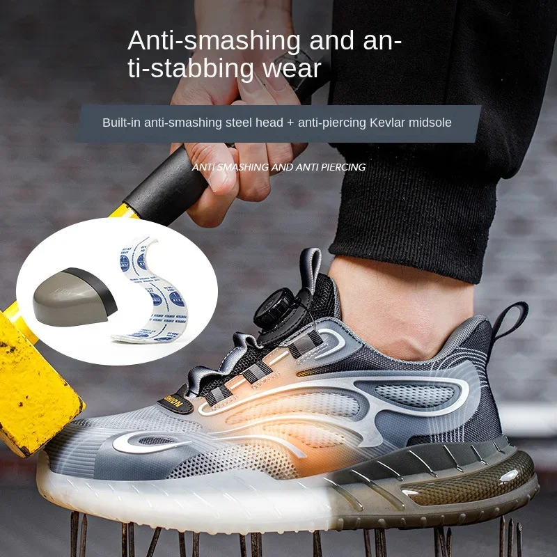 Indestructible Shoes 1218 Puncture-Proof Anti-smashing Worker Sneakers Breathable Womens Steel Toe Cap Work Safety