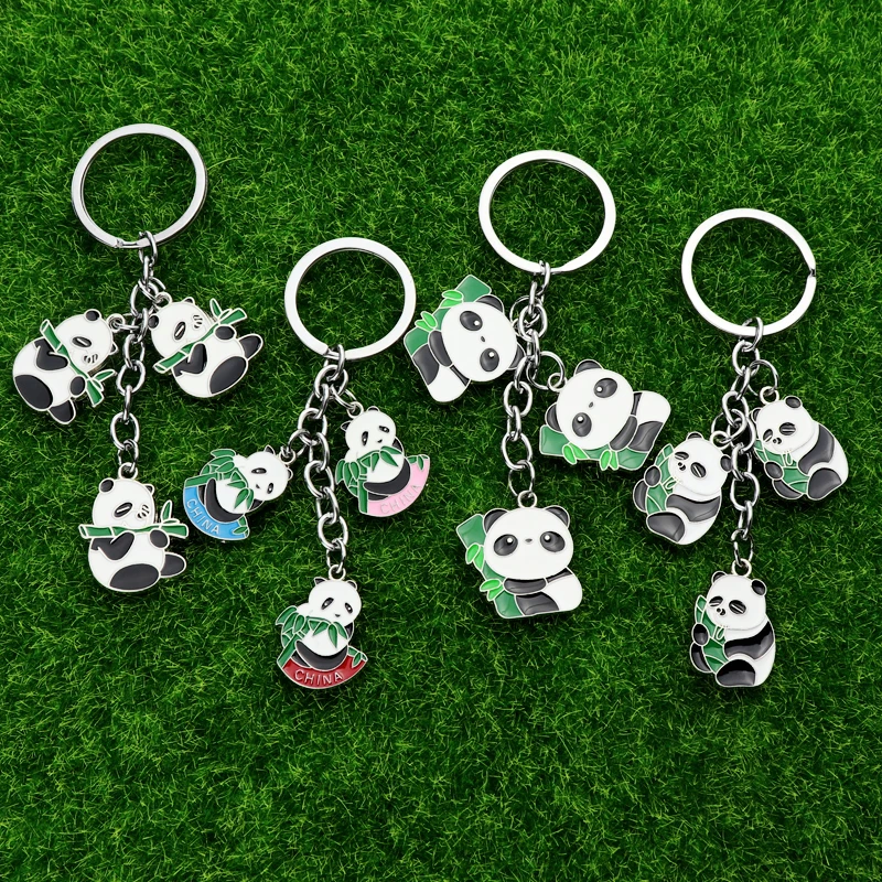 Xun Xin Customize 2D Cute Enamel Keychain Panda Key Ring Cartoon Animal Key Chains Souvenir Gifts For Women Men Keychain