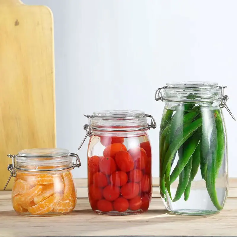 Glass Sealed Snap Storage Jars Wine Pickle Jam Can for Canned Food With Locking Lid