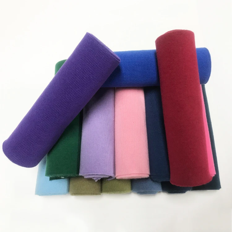 
High Stretch Multicolor Cotton Thin Plain Knitted Ribbed Cuffs And Hem For Jacket 