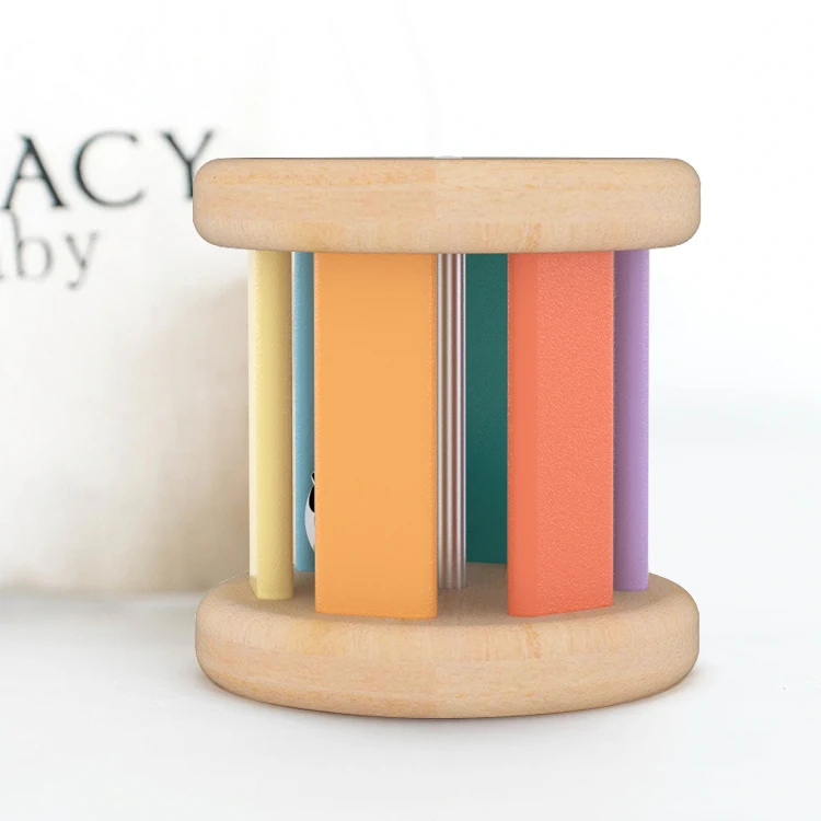 Montessori Ball Cylinder Rolling Drum  Bell With Wooden Handle Baby Musical Toys Intellectual Development Educational Toys