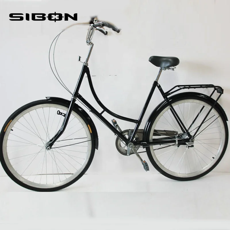 
SIBON B0250106 28 inch black nexus 3 speed city bike vintage men bike with rear carier LED light pump 