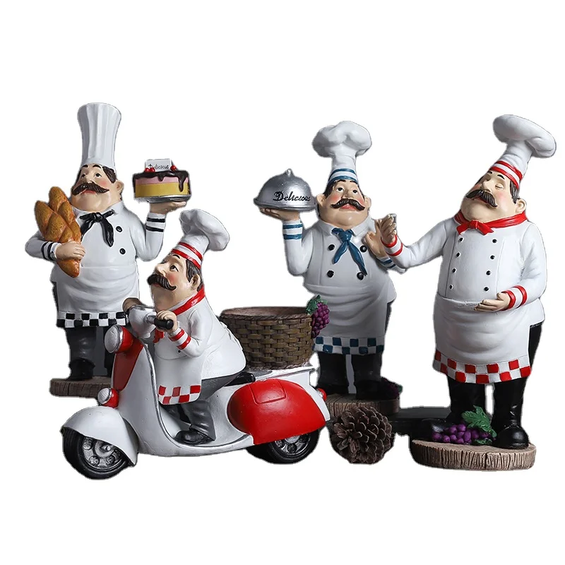 3d декор из смолы для кухни или кафе ручная роспись полимер толстый шеф-повар итальянская Статуэтка