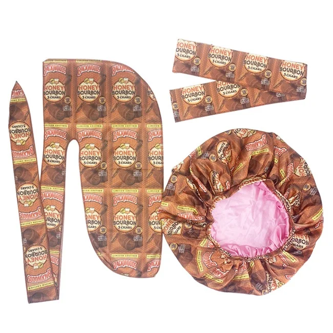 Оптовая продажа шелковые прочные сумки роскошный дизайн мужские волнистые тряпки 360 спандекс мягкий атлас дизайнерский шелк Durag с пользовательским