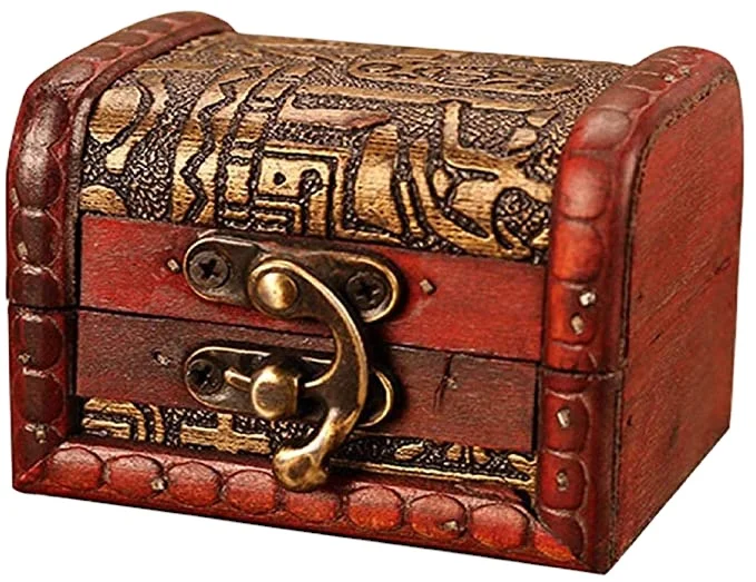 Vintage Metal Lock Miniature Wooden Storage Box Vintage Jewelry Case