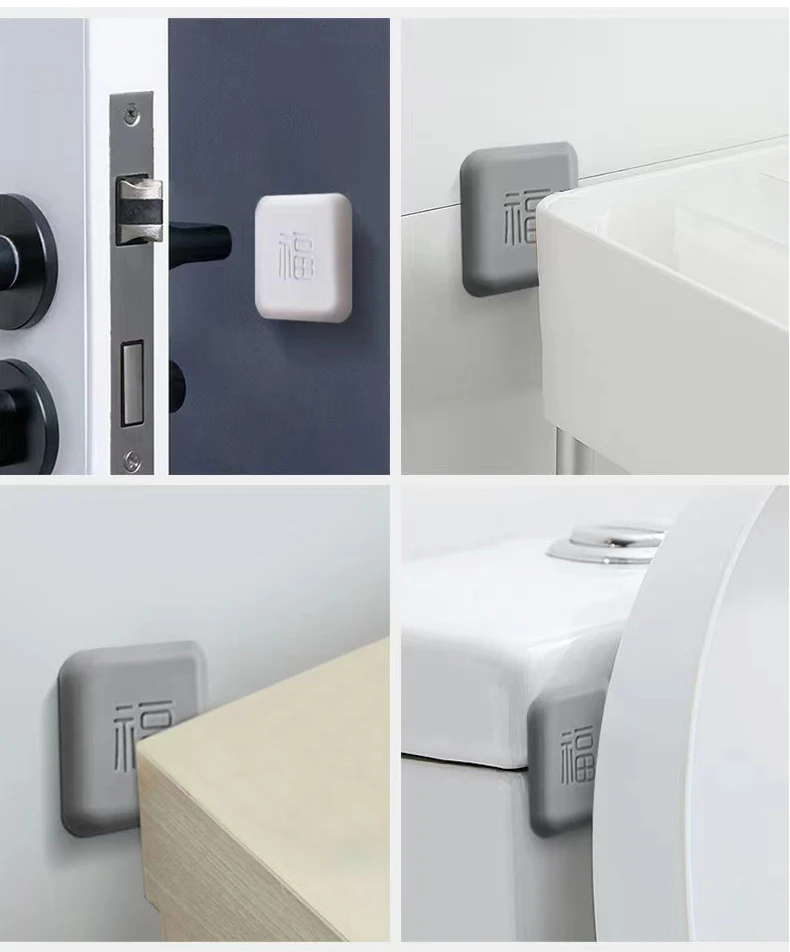 Creative New Square Fu Character Anti-collision Pad Durable Self- Adhesive Door Handle Bumper Rubber Guard Stopper Wall Bumpers