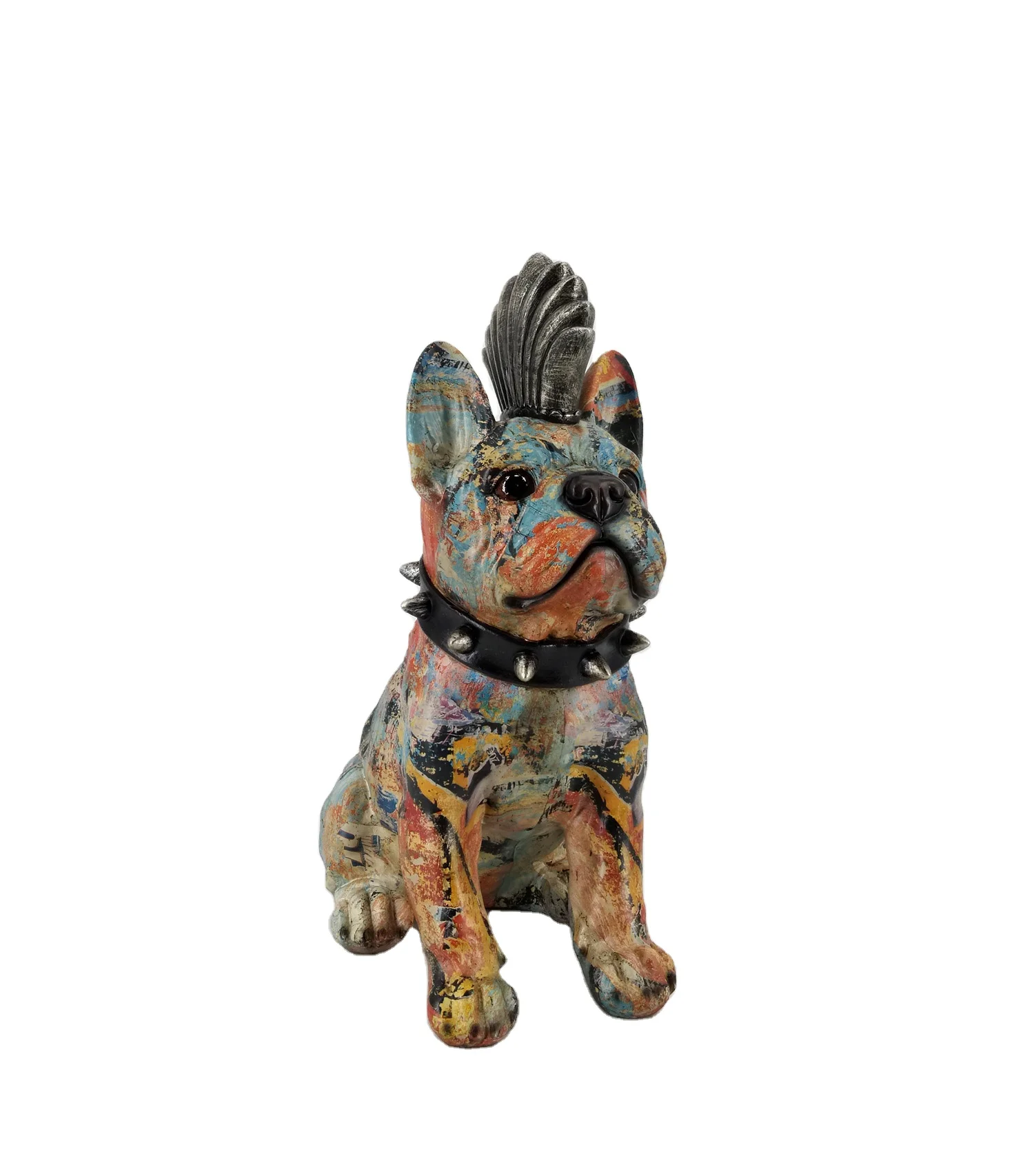 Colorful Water Transfer Painting Animal Sculpture Cool Resin Gog Figurine Home Decoration