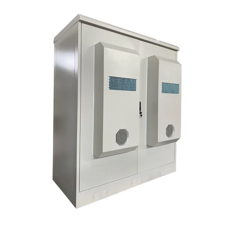 Double bay air conditioned outdoor battery storage enclosure climate control outdoor telecom cabinets