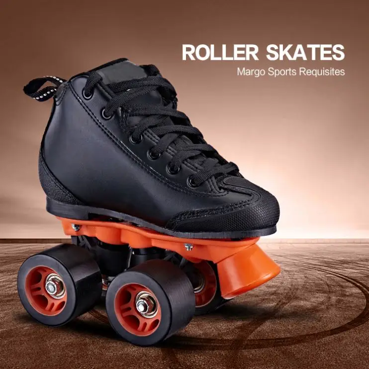 Direct Sale leather quad Pvc Upper Material Double Row Custom Flash Roller Skate