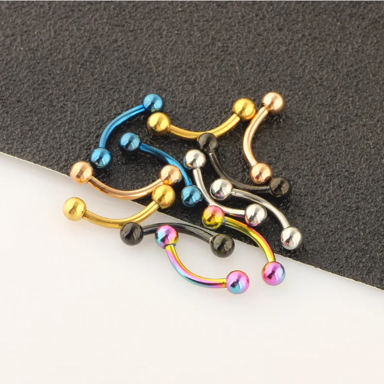 ZESEN12pcs Colorful Eyebrow Rings Set - Sexy Lip Rings, Curved Tongue Rings, Earrings - Body Piercing Jewelry