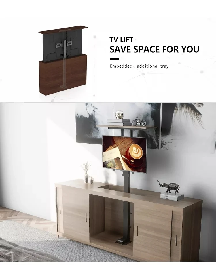 electric smart motorized modern rotatable TV lifts stand mechanism system with remote controlfurniture