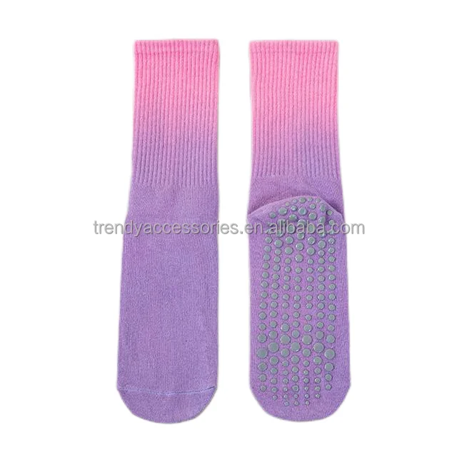 Mid Tube Gradient color Anti slip Grip Yoga Dance Sport Socks Non Slip Silicone Pilates Socks With Customized Logo Winter Socks