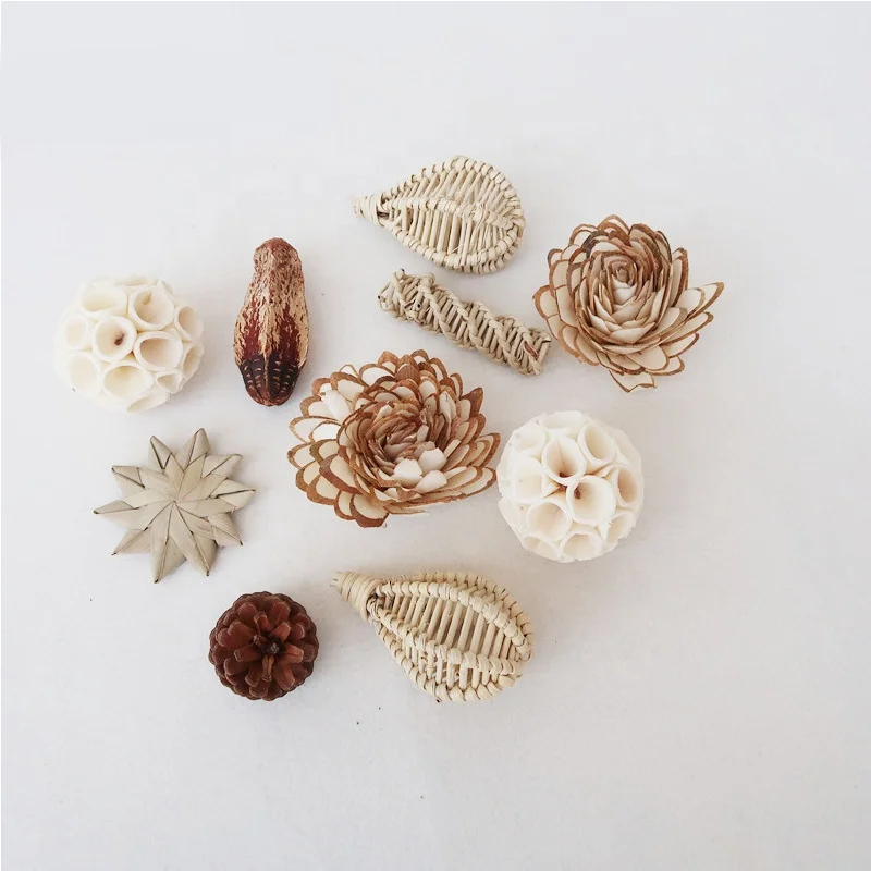 Handcrafted Parrot bird toys Natural wheat Sola Wood Flowers through grass flower chew play supplies Birds Shreddable toy