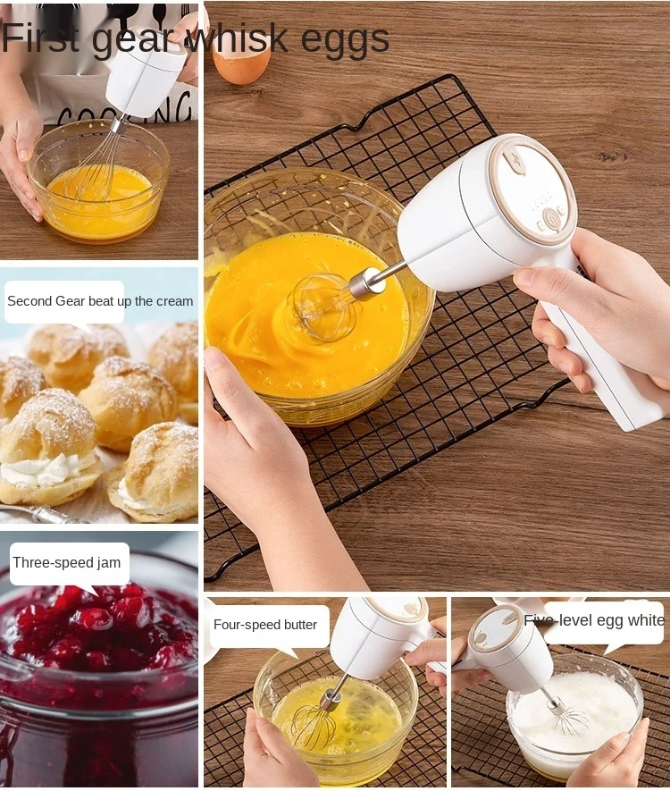 Tommygo 2021 new egg beater electric household wireless small full automatic cream beater manual cake baking tool mixer