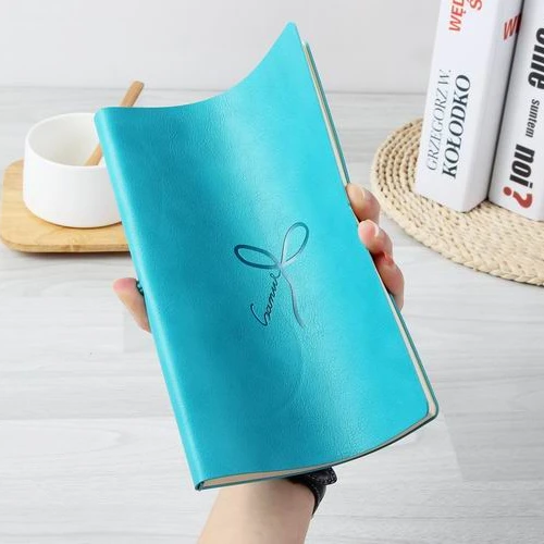 A5 grey PU travel notebook with elastic band
