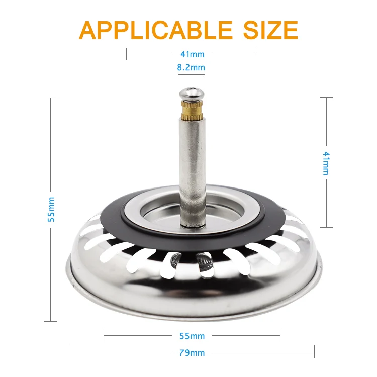 Sonda 732251 SS304 78mm Kitchen Multi Fit Universal Stainless Steel Sink Drain Filter Strainer Plug