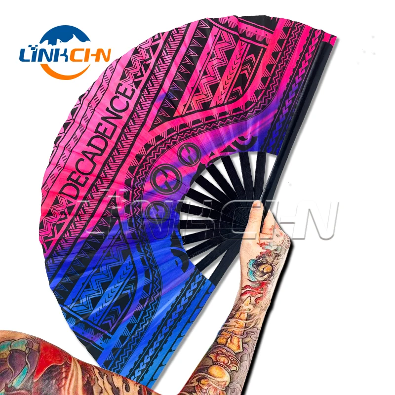 Hot selling custom summer large rave clack bamboo folding fan