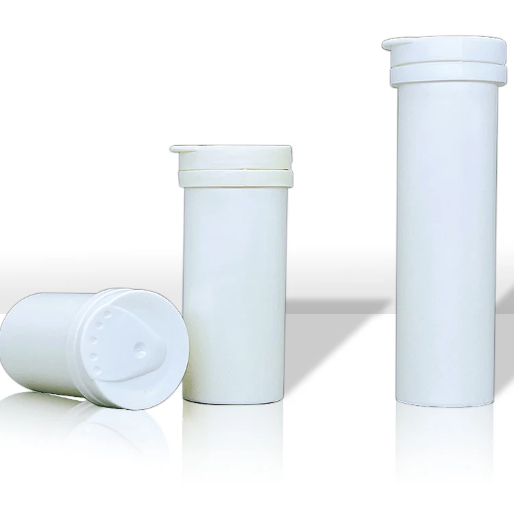 29*99mm Vitamin C Effervescent Tablet Candy Bottles Milk Tablet Bottle Desiccant Caps PE Screen Printing Customized Logo Spring