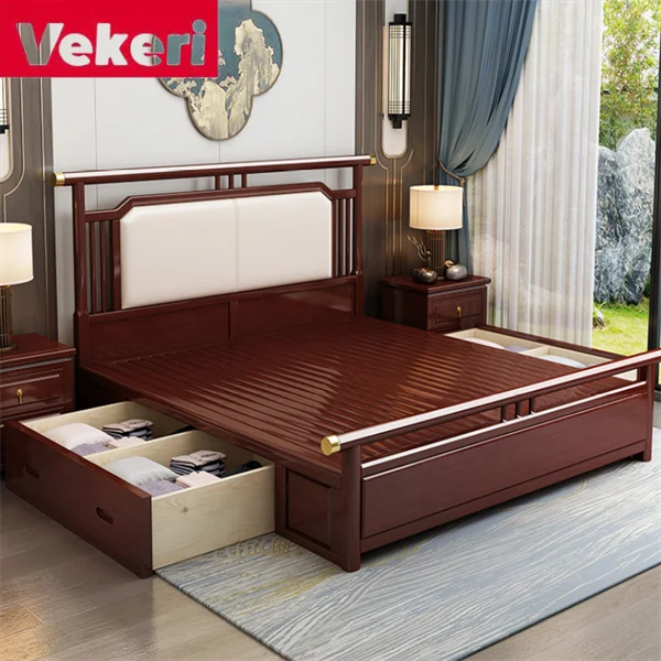 Традиционный стиль в китайском стиле восстанавливает древних путей темно-коричневый цельная деревянная спальня