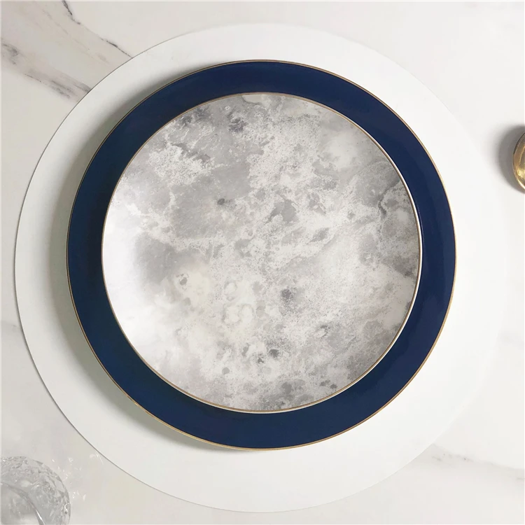 Unique design moon texture gold rim porcelain cake dessert pasta plate for dinner
