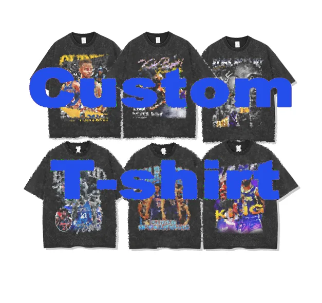 High Quality 100 Cotton Acid Wash 250Gsm Heavyweight Vintage Men T Shirt Custom Blank Vintage T Shirt