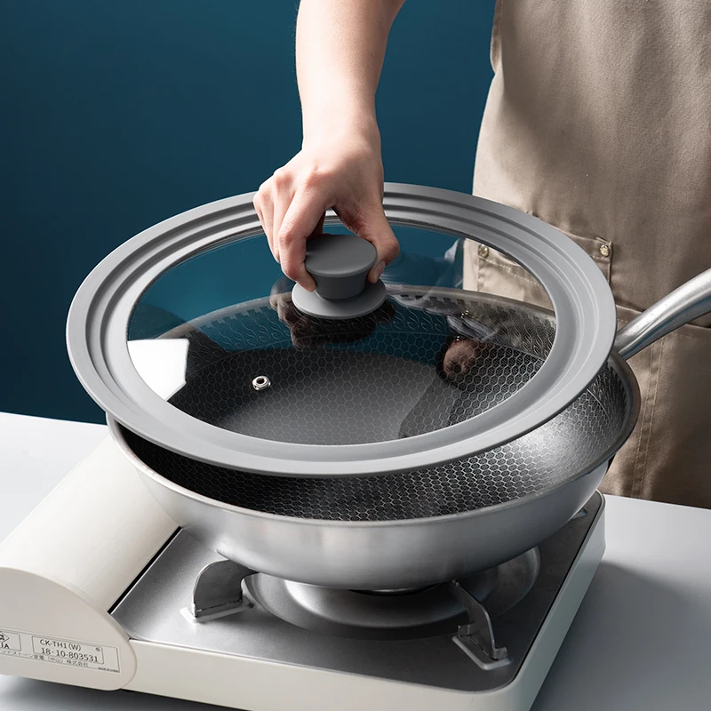 High quality kitchenware in different sizes Heat resistant casserole glass kitchen glass pot lid silicone pot lid