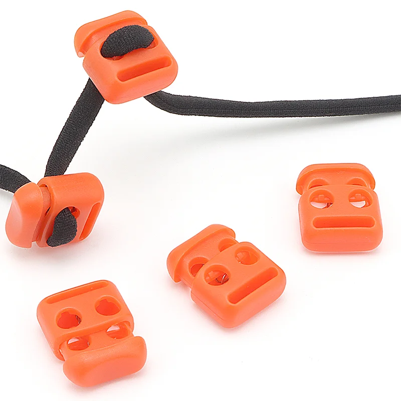 Fashion Metal Elastic 2 Hole Spring Cord Toggle Cord Lock Hardware Drawstring Rope  Garment Accessories