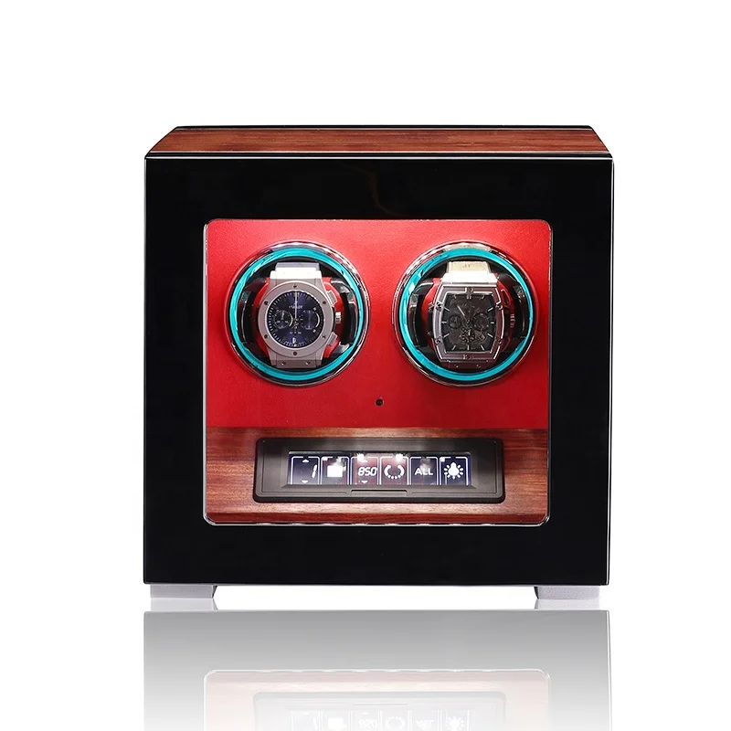 RGB Light 2 Slot Watch Winder Walnut Gyroscopic Prices Watch Winder for Automatic Watches with Quiet Motor