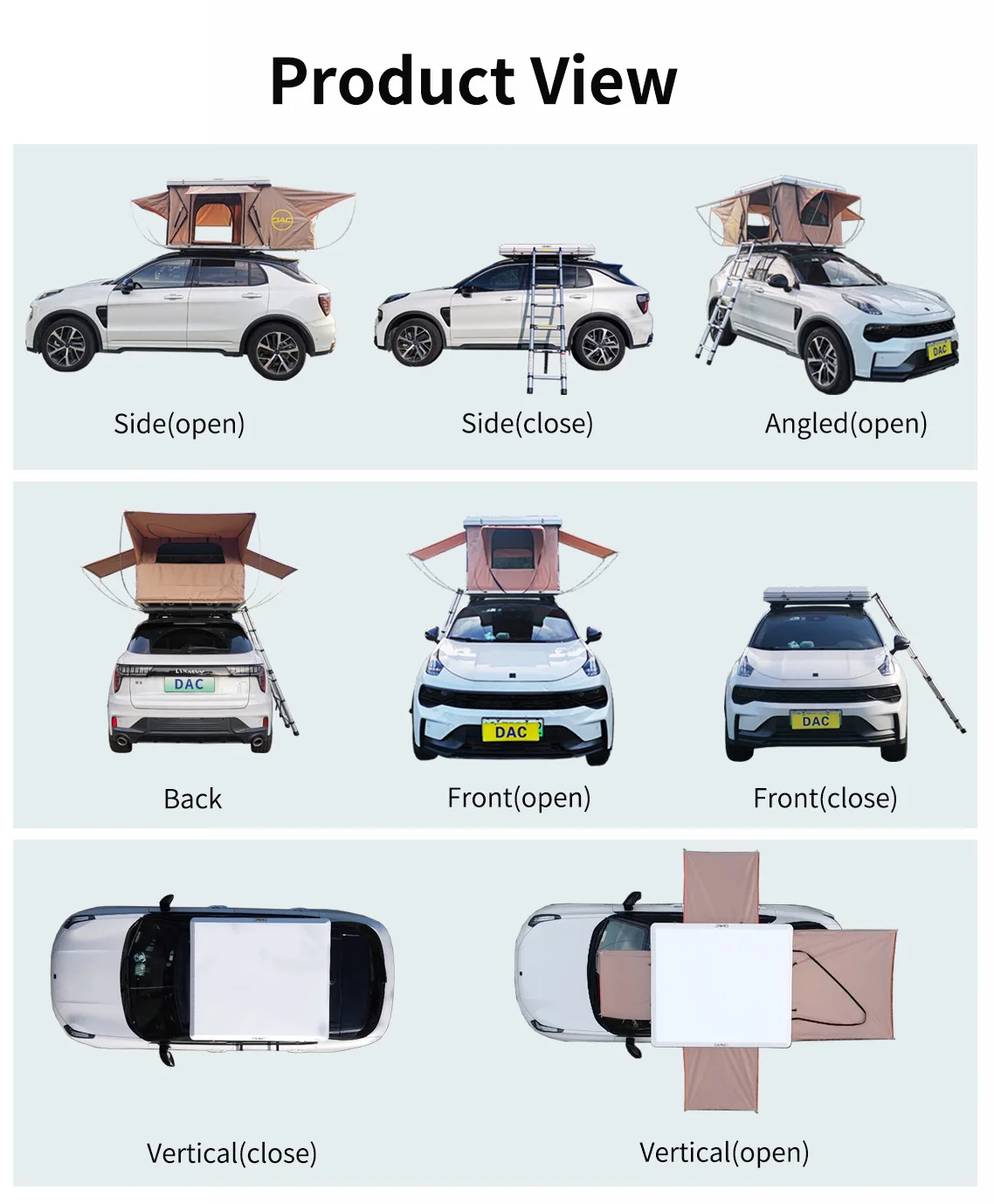 Outdoor Hard Shell Rooftop Tent for Offroad Camping 2-3 Person Car Roof Top Tent Vehicle SUV Roof with Ladder